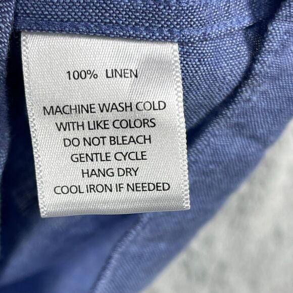 Untuckit Shirt Men's XL Heather Blue 100% Linen Collared Long Sleeve Button-Up - Picture 6 of 10